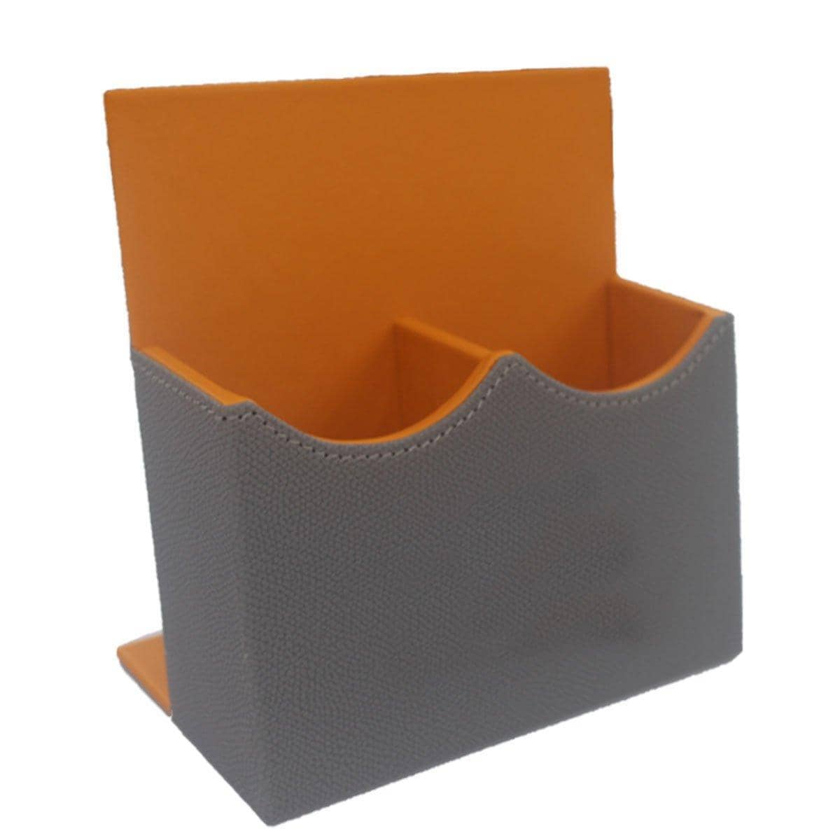 Hotel Remote Control Holder, Two-Compartment Desk Caddy - Grey and Orange