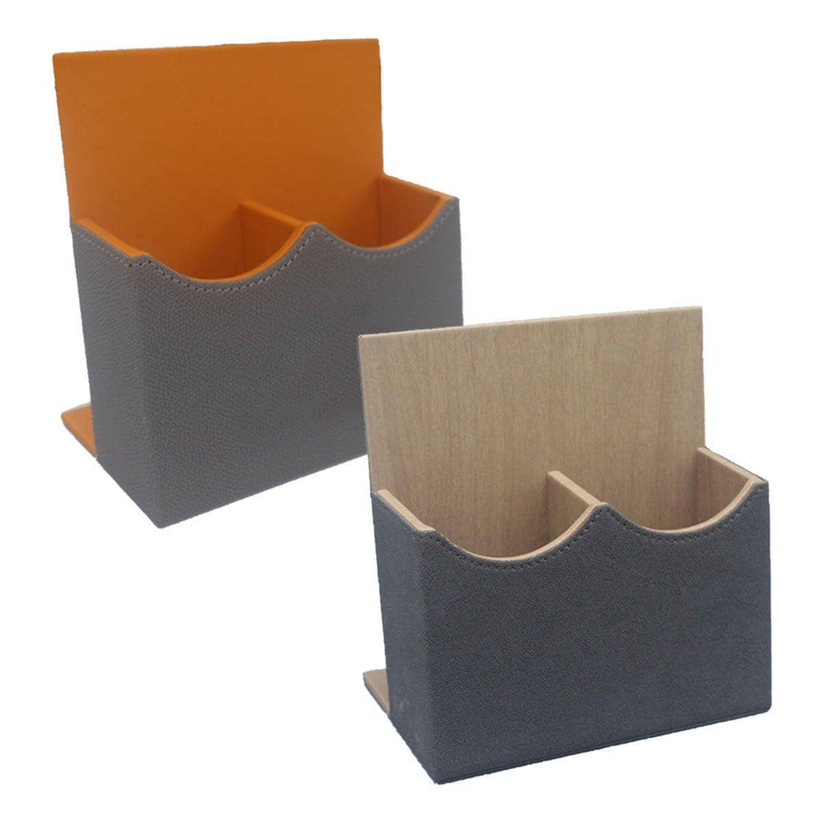 Hotel Remote Control Holder, Two-Compartment Desk Caddy - Grey and Orange - view 3
