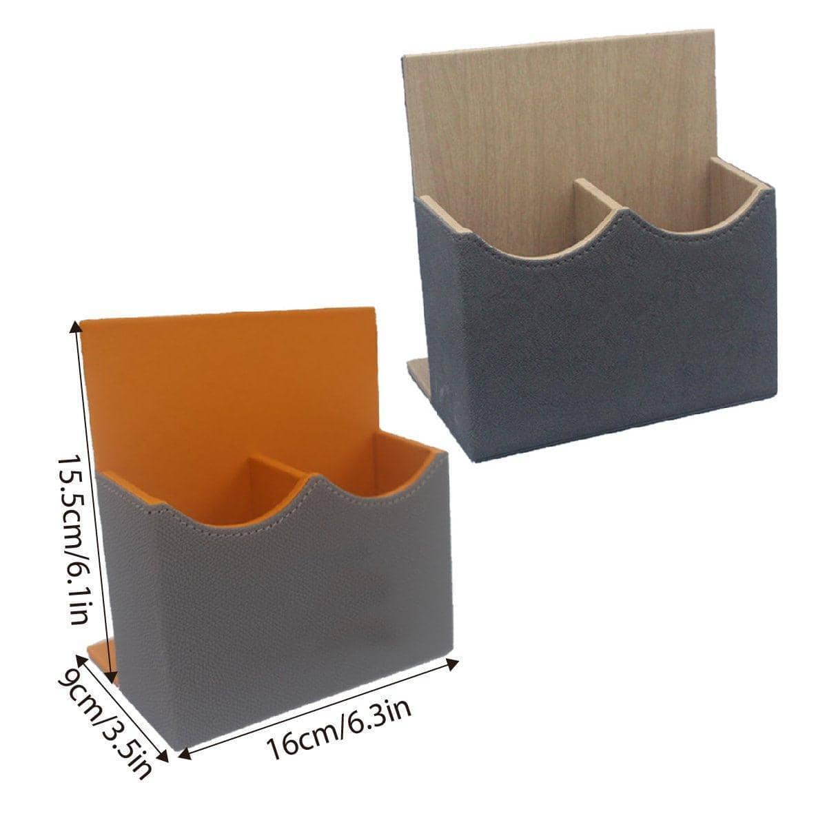 Hotel Remote Control Holder, Two-Compartment Desk Caddy - Grey and Orange - view 4