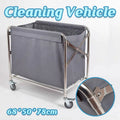 Hotel Room Cleaning Service Cart with Stainless Steel Frame and Grey Bag