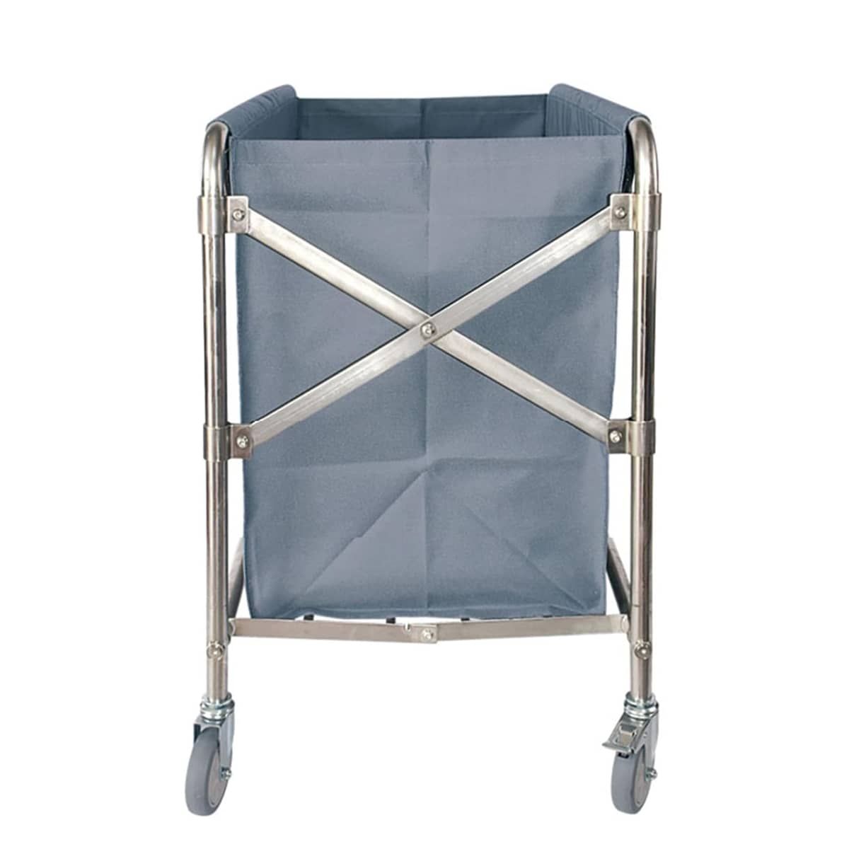 Hotel Room Cleaning Service Cart with Stainless Steel Frame and Grey Bag - view 4
