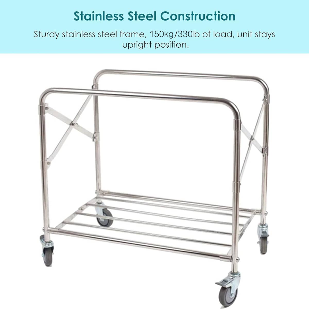 Hotel Room Cleaning Service Cart with Stainless Steel Frame and Grey Bag - view 5