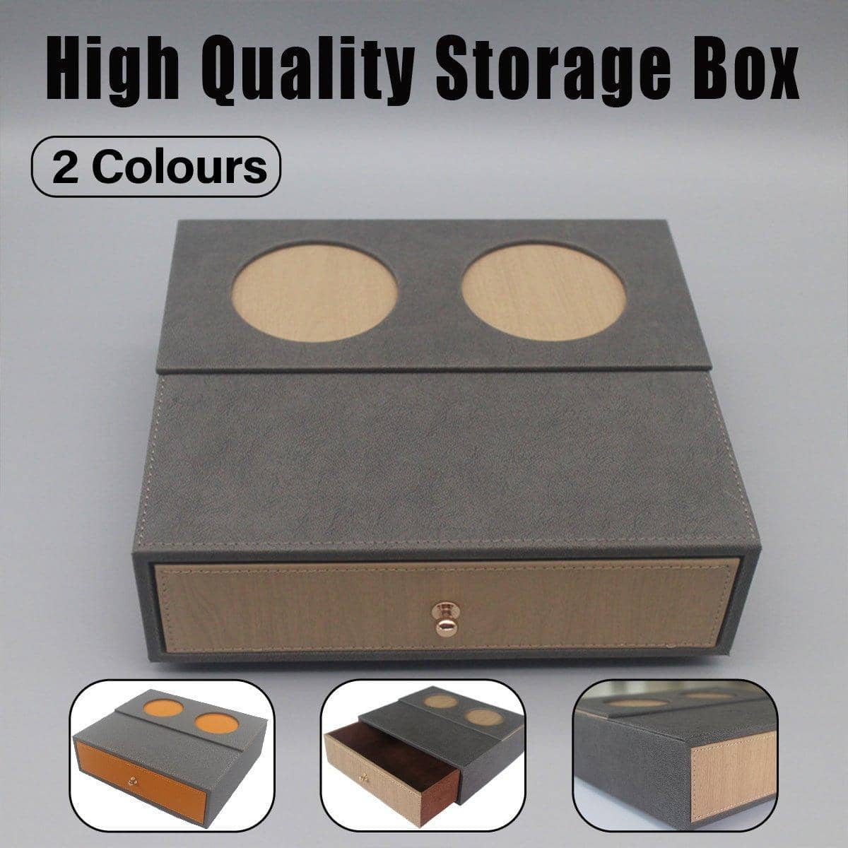 Hotel Toiletries Storage Box with Single Drawer - Dark Brown and Light Wood - view 2