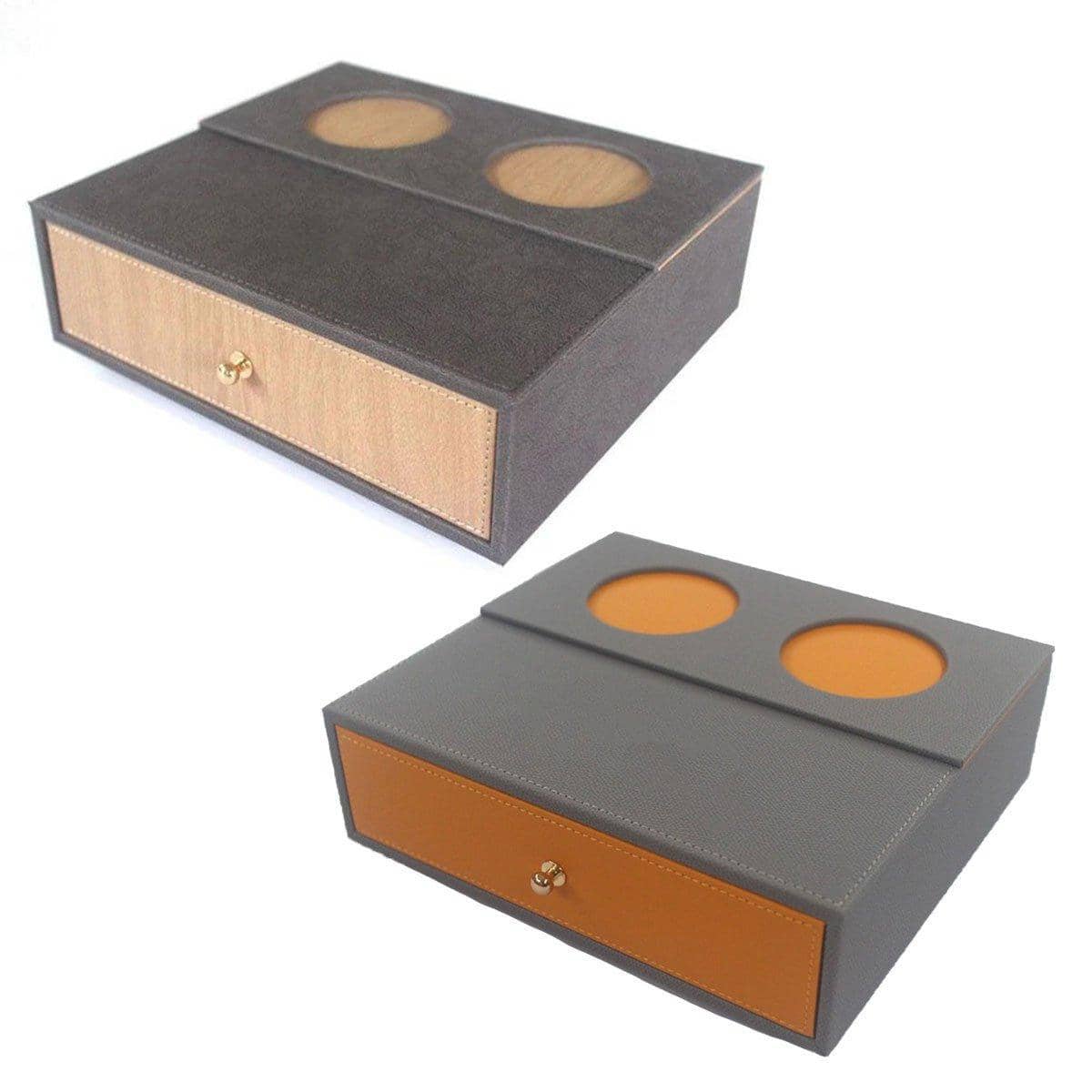 Hotel Toiletries Storage Box with Single Drawer - Dark Brown and Light Wood - view 3