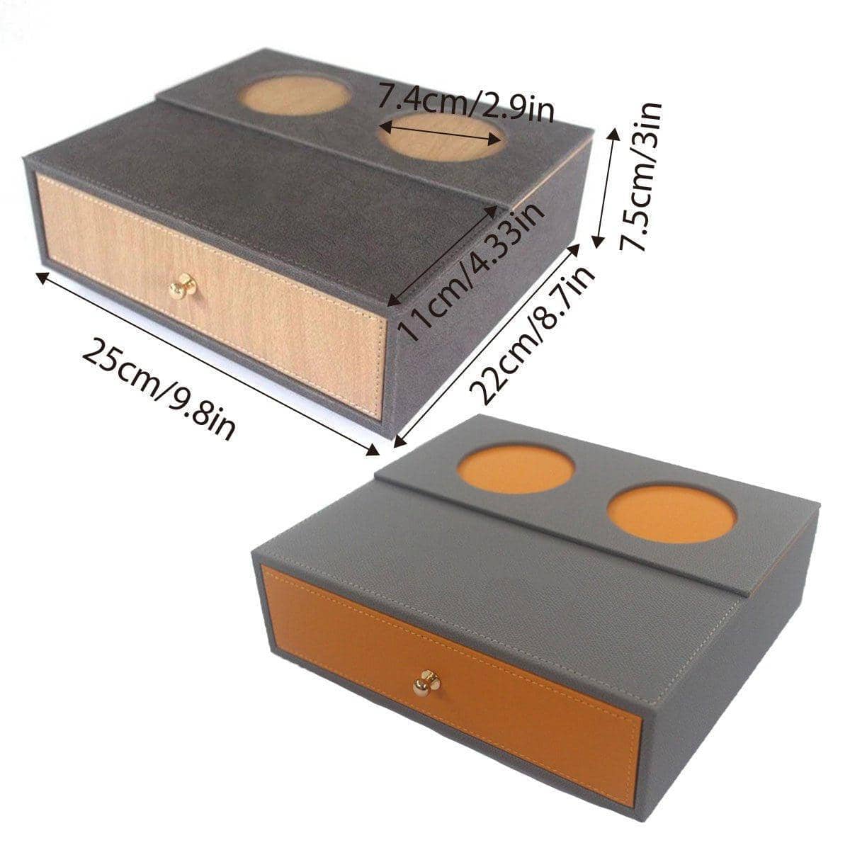 Hotel Toiletries Storage Box with Single Drawer - Dark Brown and Light Wood - view 4