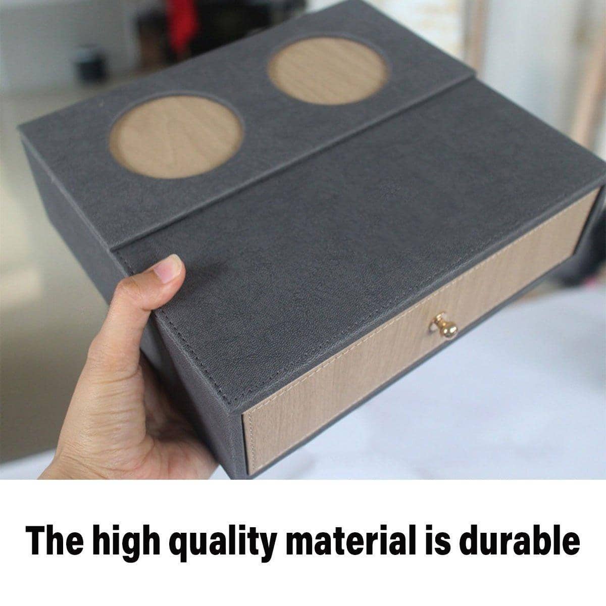 Hotel Toiletries Storage Box with Single Drawer - Dark Brown and Light Wood - view 5