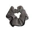 Houndstooth Plaid Hair Scrunchie - Black