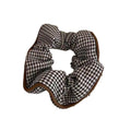 Houndstooth Plaid Hair Scrunchie - Coffee Brown