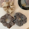 Houndstooth Plaid Hair Scrunchie - Khaki - view 5