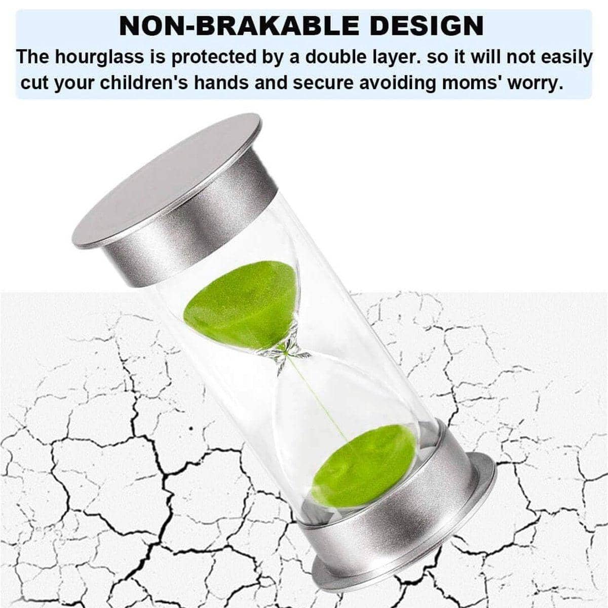 Hourglass Sand Timer 15 Minute, Anti-Fall Classroom Timer - Light Green