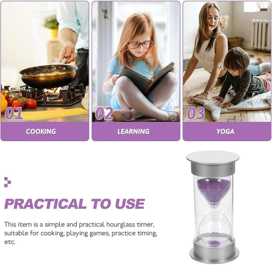 Hourglass Sand Timer 30 Minute, Anti-Fall Classroom Timer - Purple