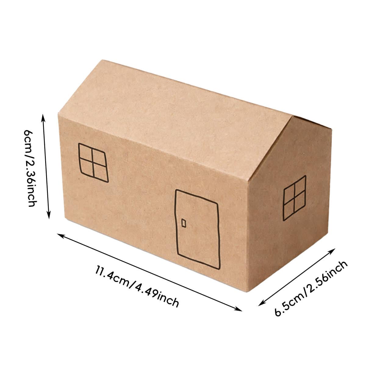 House Shaped Folding Gift Boxes, Pack of 50 - Kraft Brown - view 4