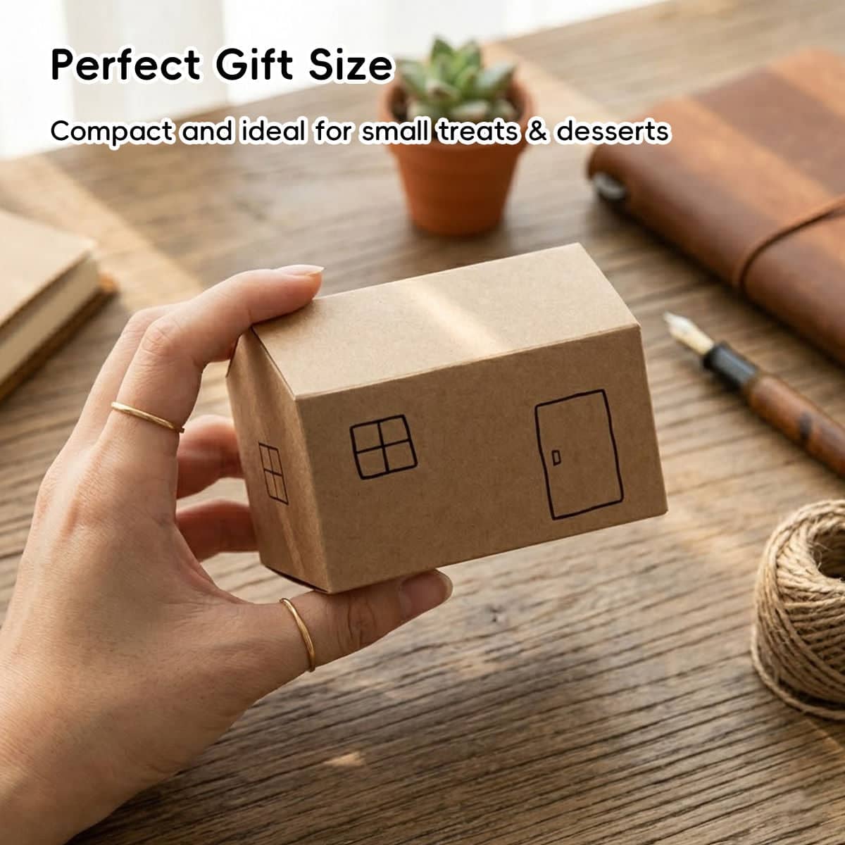 House Shaped Folding Gift Boxes, Pack of 50 - Kraft Brown - view 5