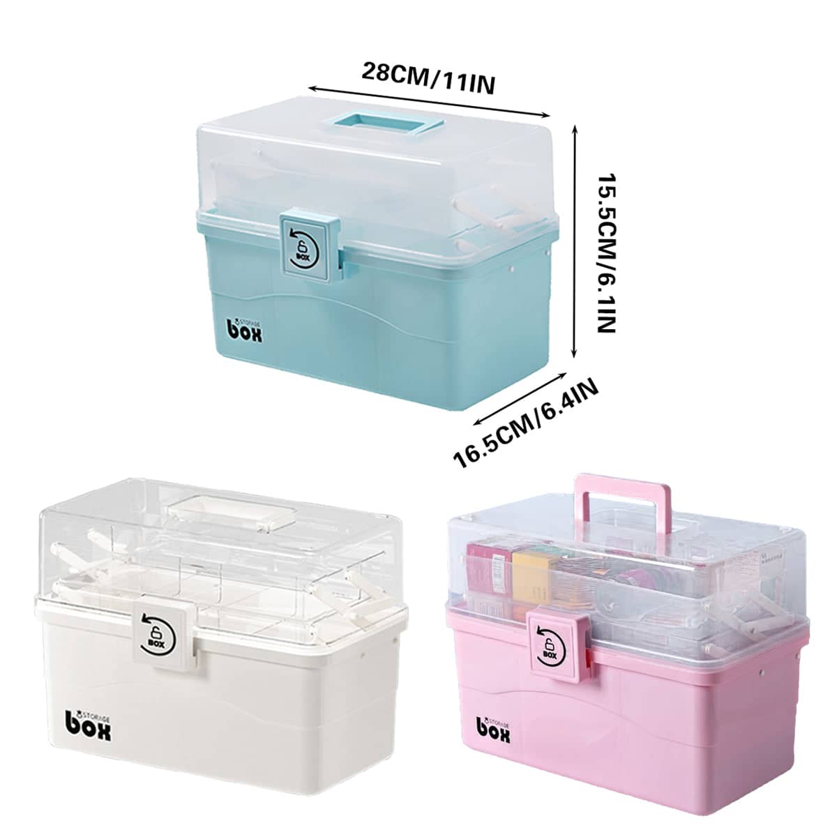 Household Portable Multi-Layer Medicine Storage Box with Clear Lid - Blue - view 4