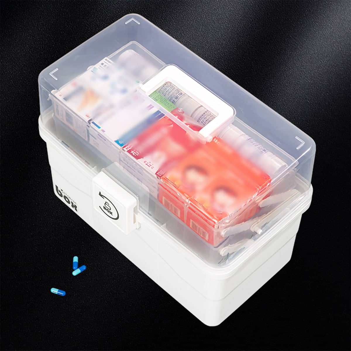 Household Portable Multi-Layer Medicine Storage Box with Clear Lid - Blue - view 5