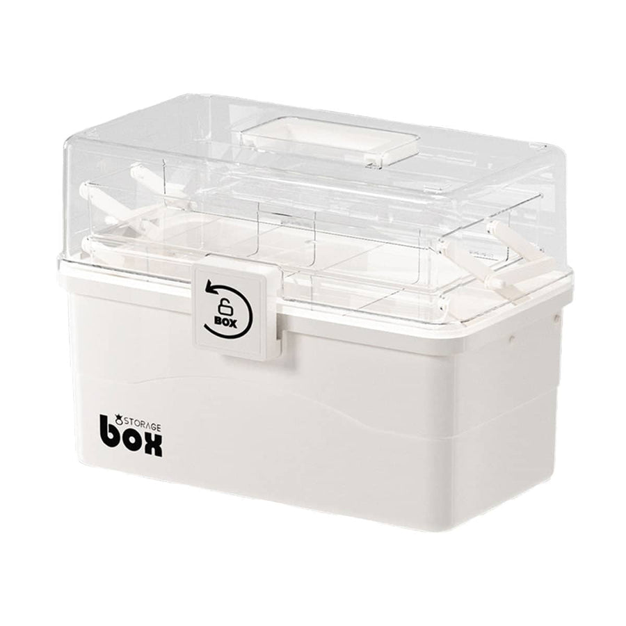Household Storage Box with Clear Lid and Handle, Multi Tier Organiser - Extra Large (32 x 18 x 21 cm)