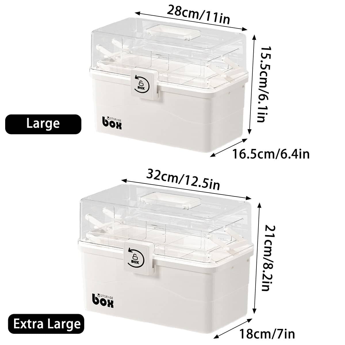 Household Storage Box with Clear Lid and Handle, Multi Tier Organiser - Large (28 x 16.5 x 15.5 cm) - view 4