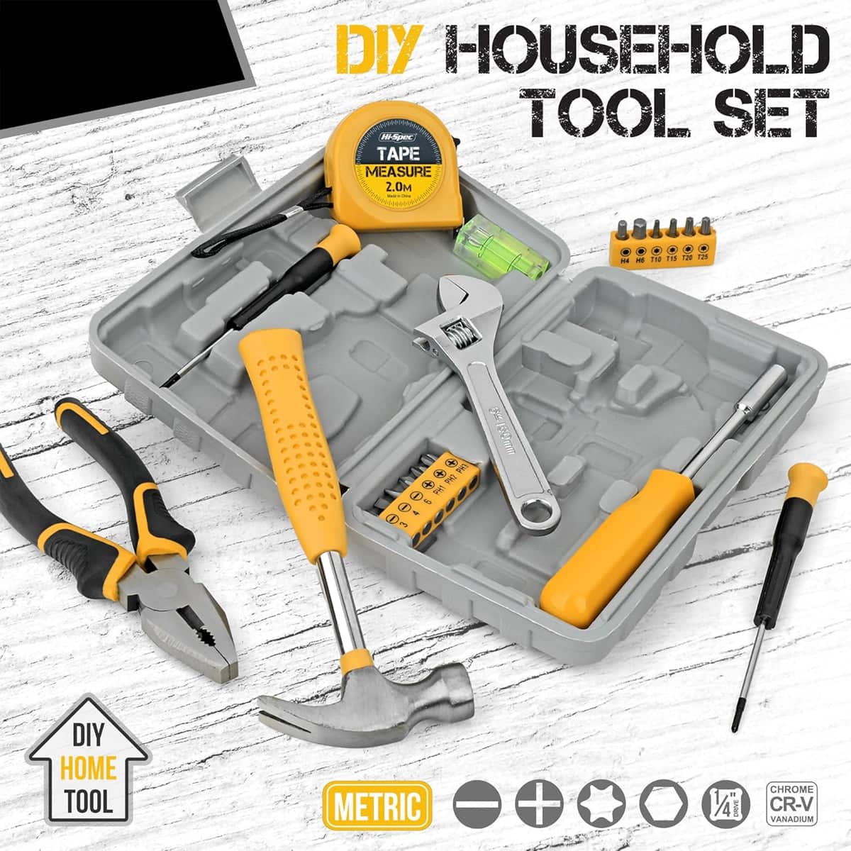 Household Tool Set 20 Piece Home Repair Kit with Screwdrivers, Pliers, Wrench and Hammer - view 4