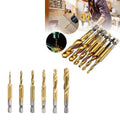HSS Hex Shank Tap Drill Bits Metric Thread Countersink Set, Pack of 6 - view 4