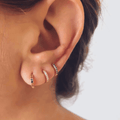 Huggie Hoop Earring Single, 10mm - Gold, Red Crystal - view 5