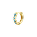 Huggie Hoop Earring Single, 10mm - Gold, Turquoise Crystal