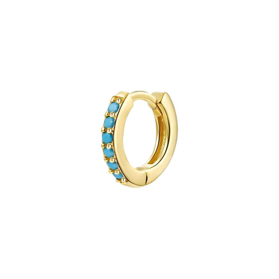 Huggie Hoop Earring Single, 10mm - Gold, Turquoise Crystal