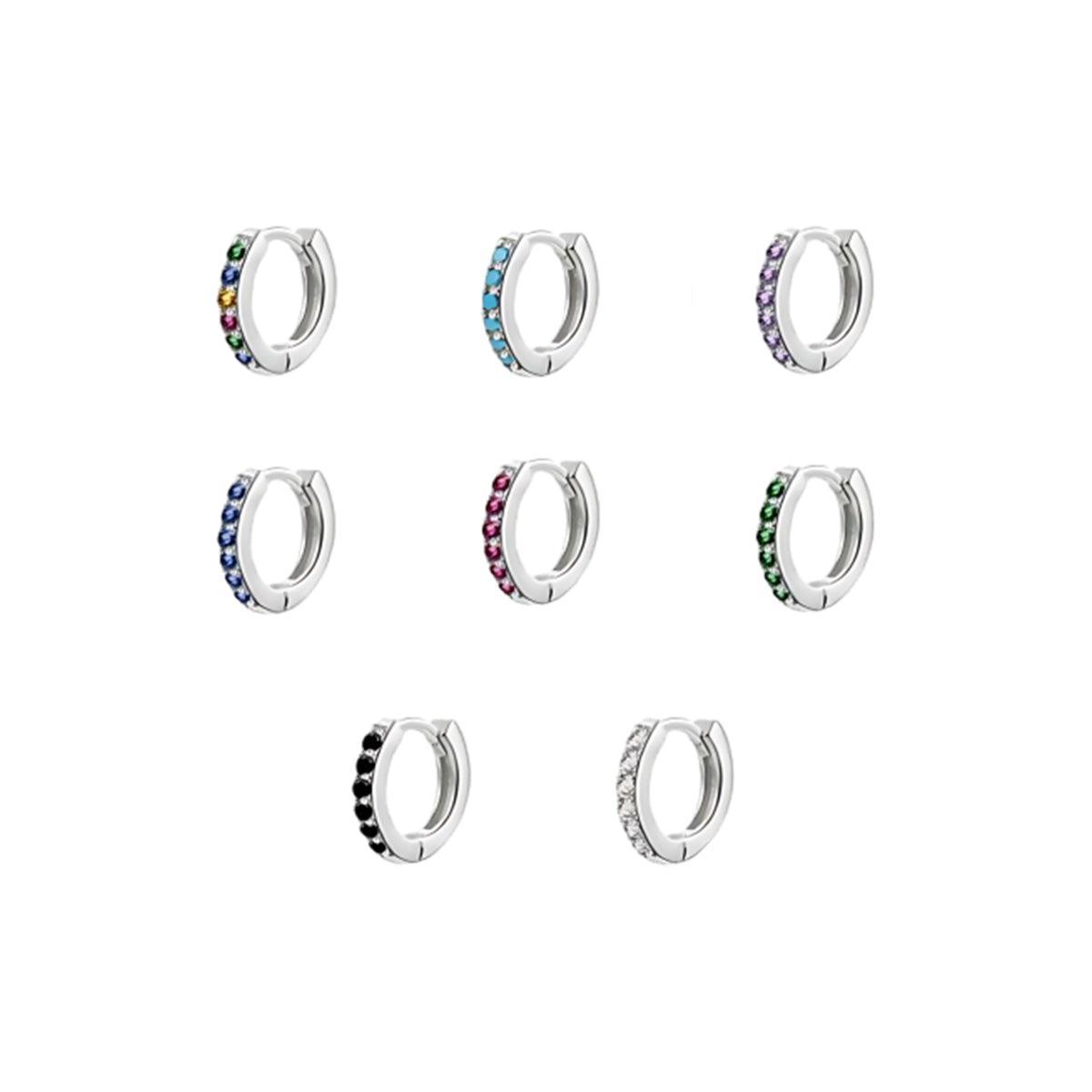 Huggie Hoop Earring Single, 10mm - Gold, Turquoise Crystal - view 4