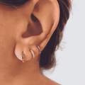 Huggie Hoop Earring Single, 10mm - Gold, Turquoise Crystal - view 5