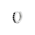 Huggie Hoop Earring Single, 10mm - Silver, Black Crystal
