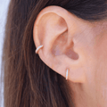 Huggie Hoop Earring Single, 10mm - Silver, Black Crystal - view 6