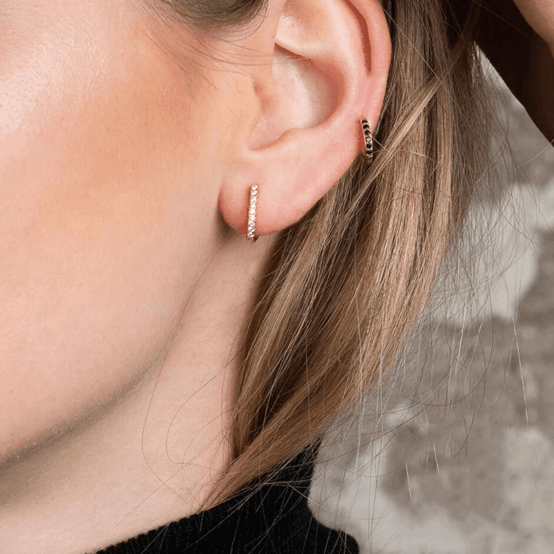 Huggie Hoop Earring Single, 10mm - Silver, Clear Crystal - view 11