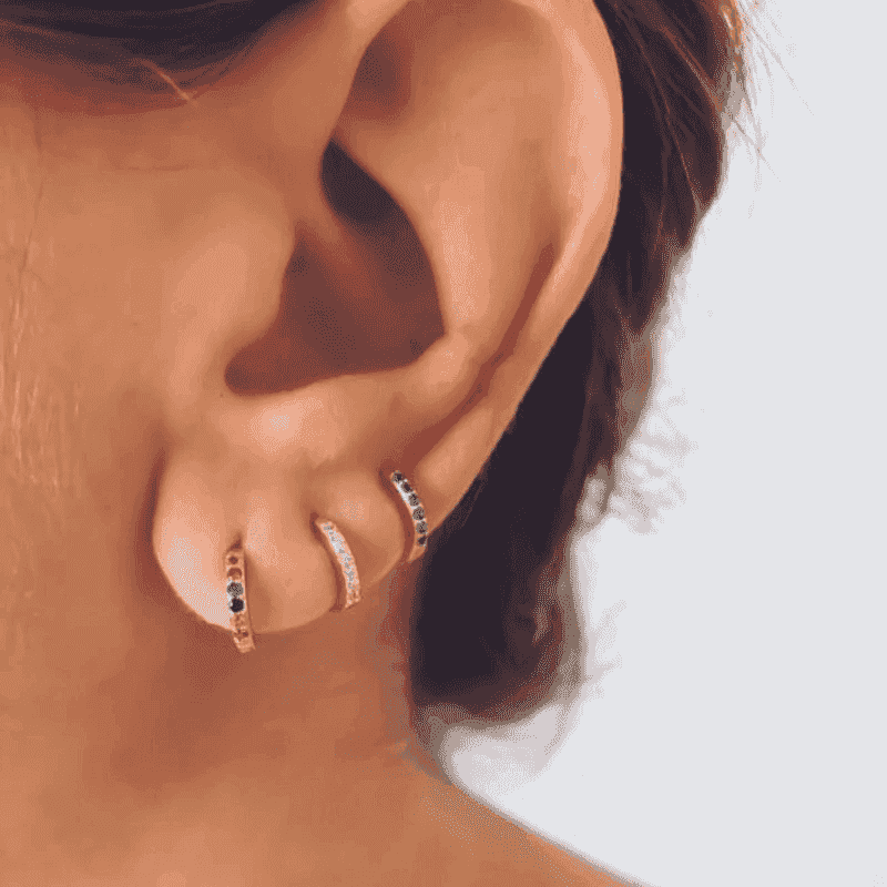 Huggie Hoop Earring Single, 10mm - Silver, Clear Crystal - view 5