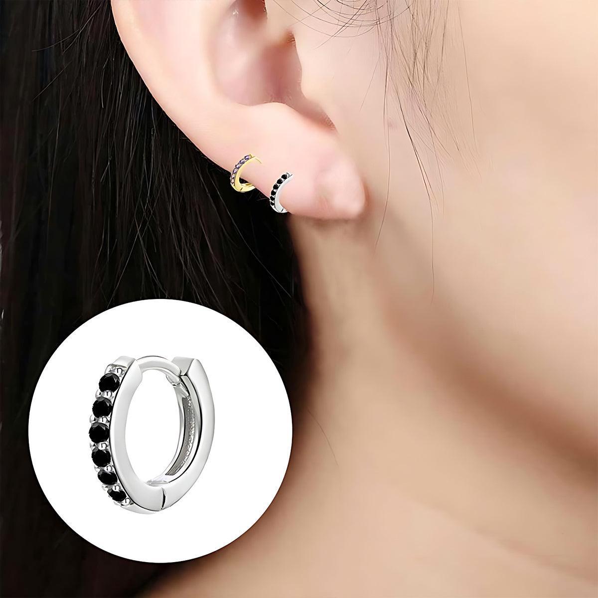 Huggie Hoop Earring Single, 10mm - Silver, Green Crystal - view 12