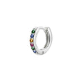Huggie Hoop Earring Single, 10mm - Silver, Multi Crystal