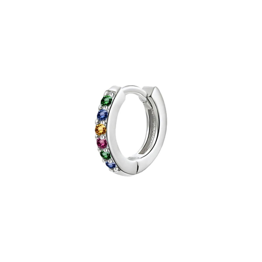 Huggie Hoop Earring Single, 10mm - Silver, Multi Crystal