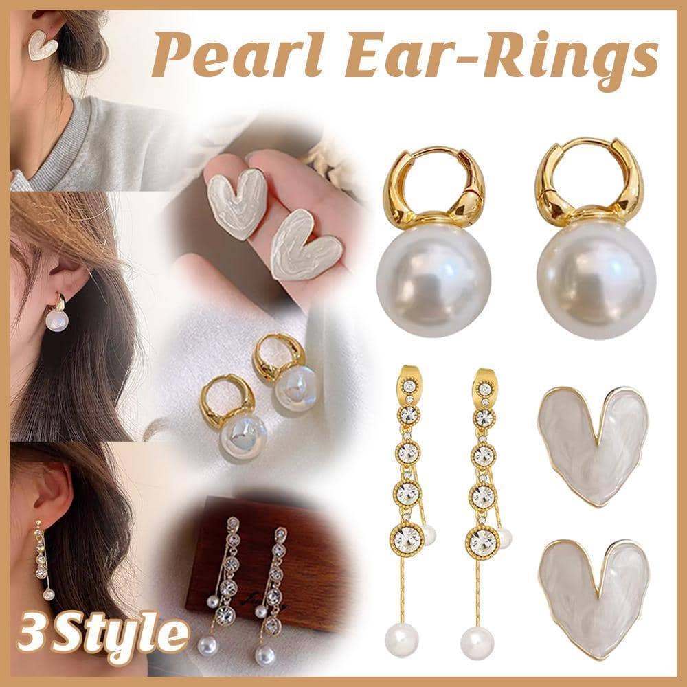 Huggie Hoop Earrings with Large Pearl Drop for Women - Gold and Pearl - view 2