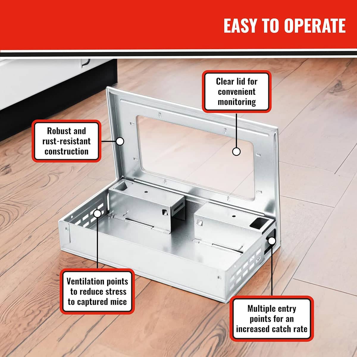 Humane Rodent Catcher Boxes with Inspection Lids, Pack of 3 - view 4