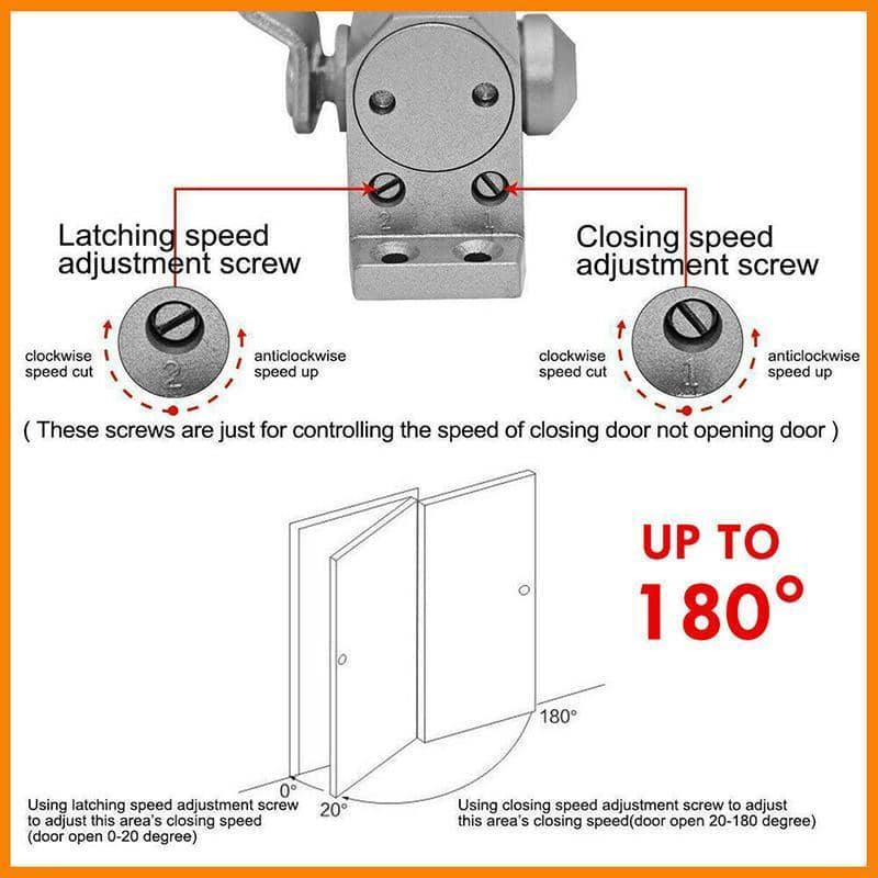 Hydraulic Door Closer for 45 to 65 kg Doors - Silver Aluminium - view 5