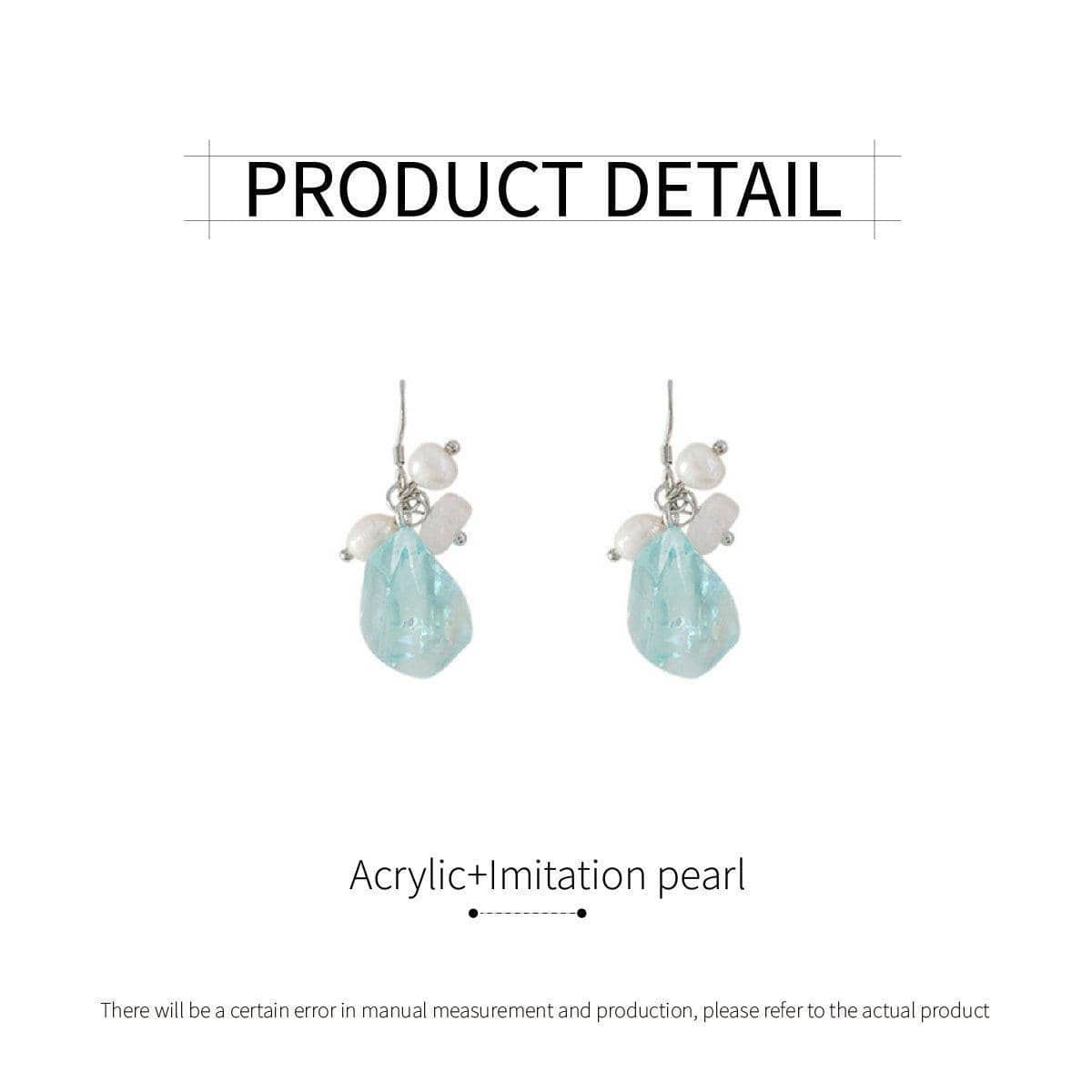 Ice Blue Pearl Drop Earrings, Elegant Fashion Jewellery for Girls and Women - view 3