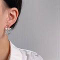 Ice Blue Pearl Drop Earrings, Elegant Fashion Jewellery for Girls and Women - view 5