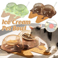 Ice Cream Shaped Pet Bowl Set with Feeding Mat and Spoon - Brown - view 2
