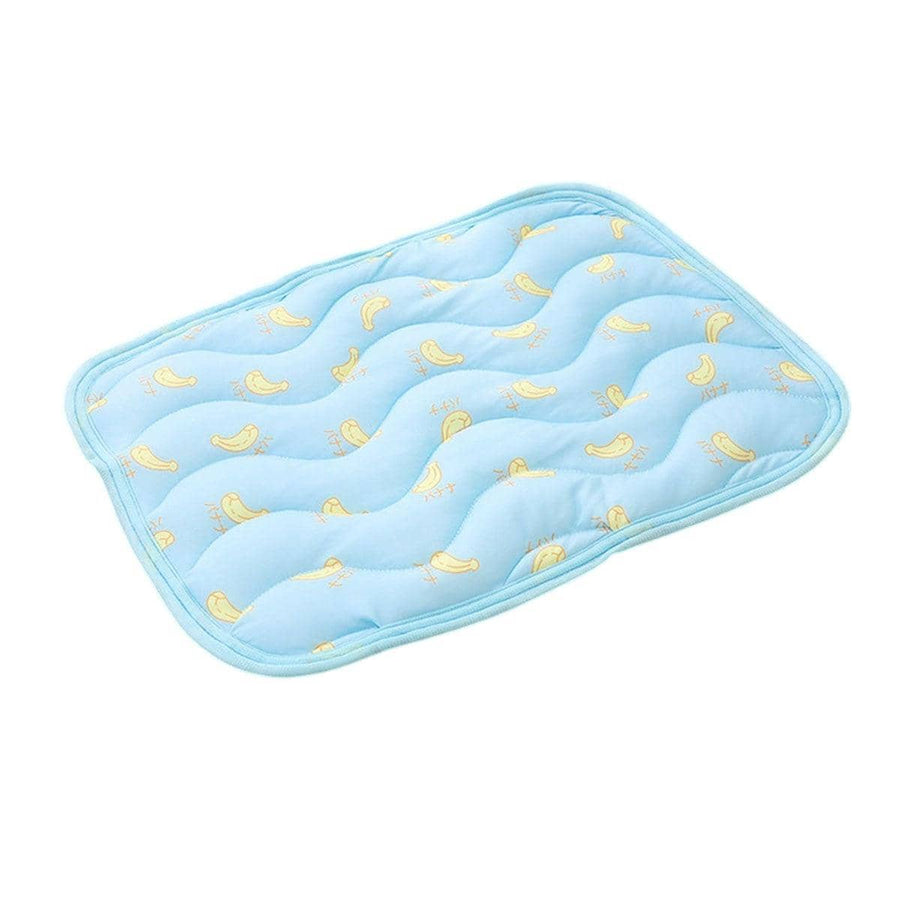 Ice Silk Pet Cooling Mat - Blue Banana Print, Small (50 x 40 cm)