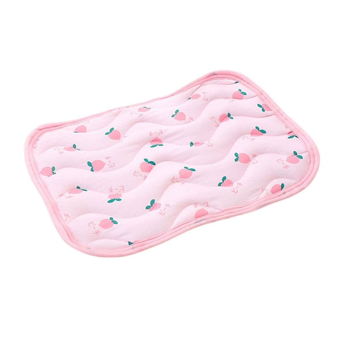 Ice Silk Pet Cooling Mat - Pink Peach Print, Medium (62 x 50 cm)