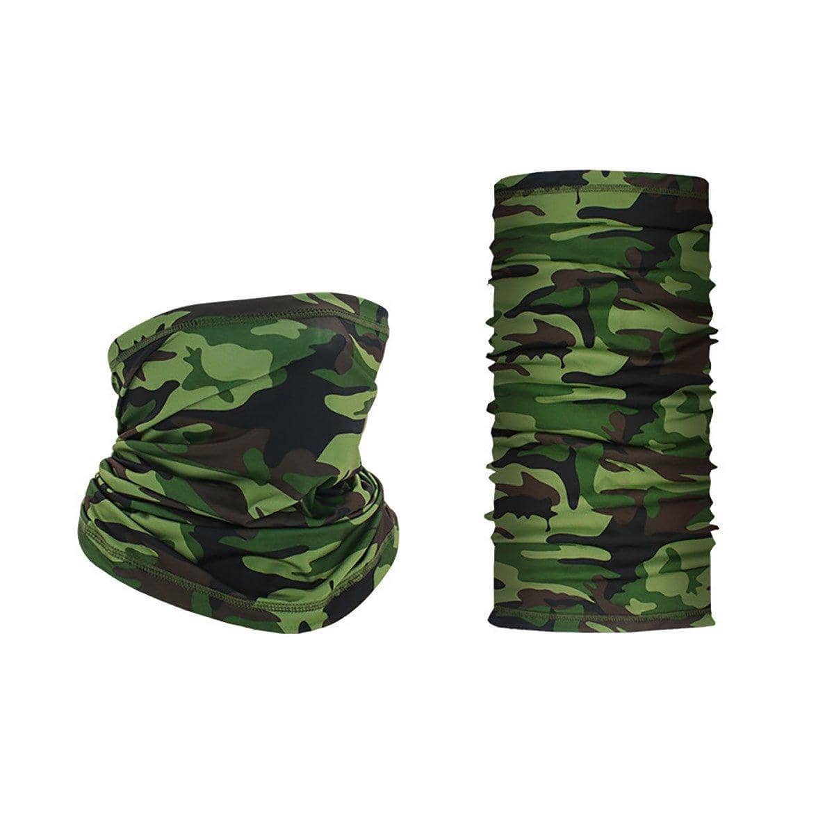 Ice Silk Sun Protection Neck Gaiter Bandana, Face Scarf - Green Camouflage