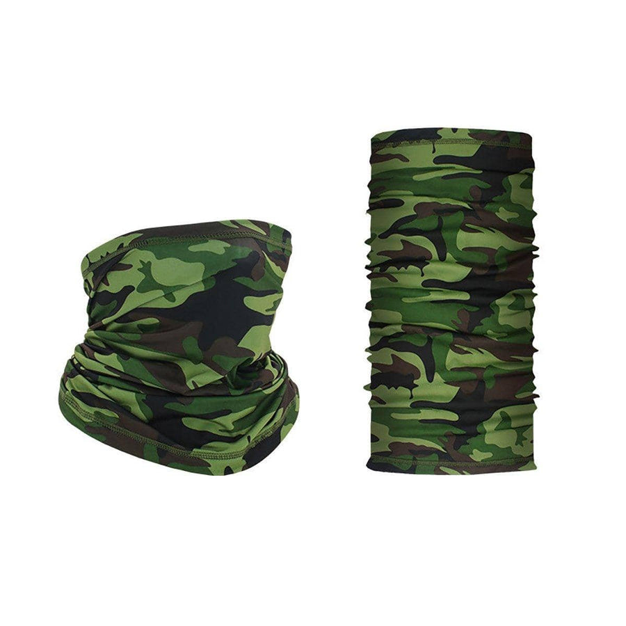 Ice Silk Sun Protection Neck Gaiter Bandana, Face Scarf - Green Camouflage