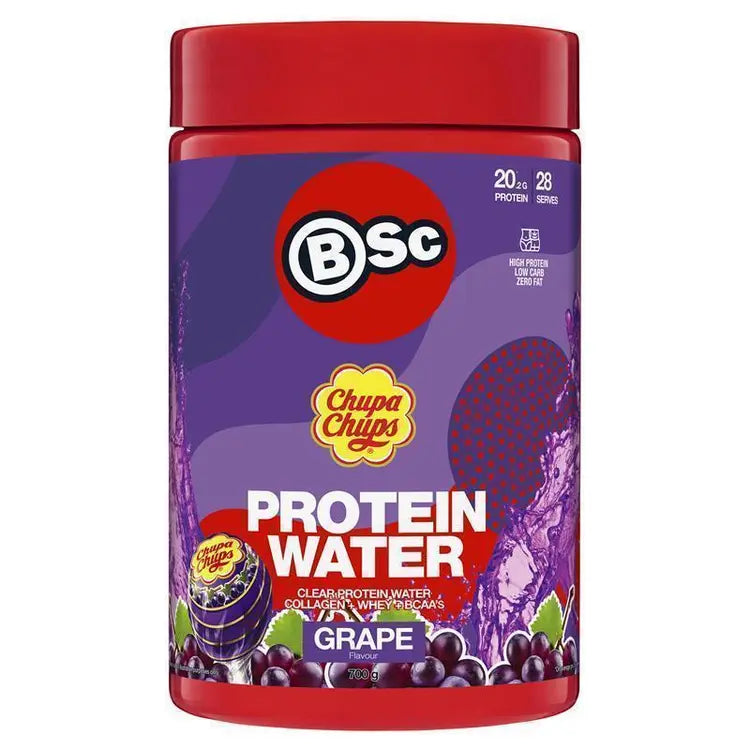 BSc x Chupa Chups Grape Protein Water 2x700g, 20g Protein, Low Fat, No Sugar, CXCPWG700 - SuperSaverAU - view 1