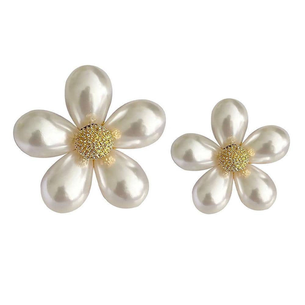 Imitation Pearl Flower Brooch - Size L, 3 cm Diameter - view 3