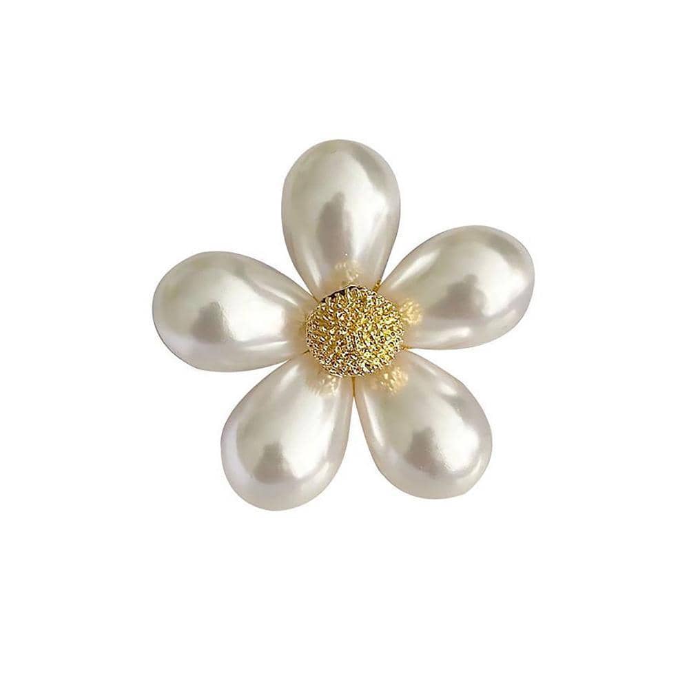Imitation Pearl Flower Brooch - Size S, 2.5 cm Diameter