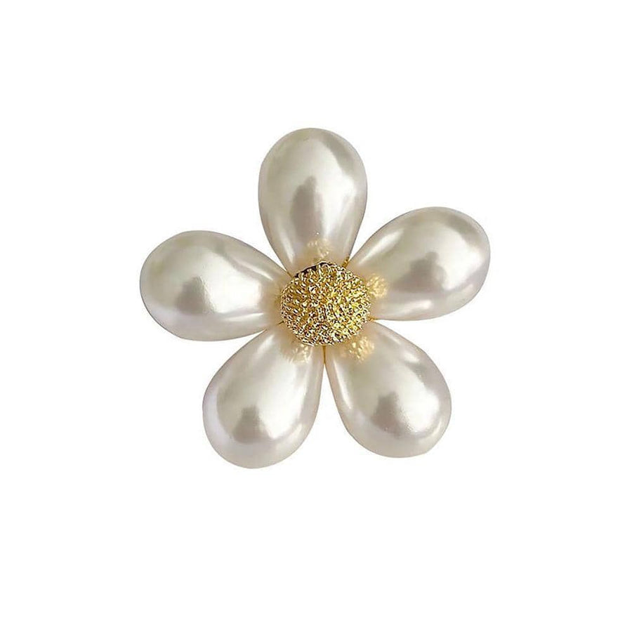 Imitation Pearl Flower Brooch - Size S, 2.5 cm Diameter