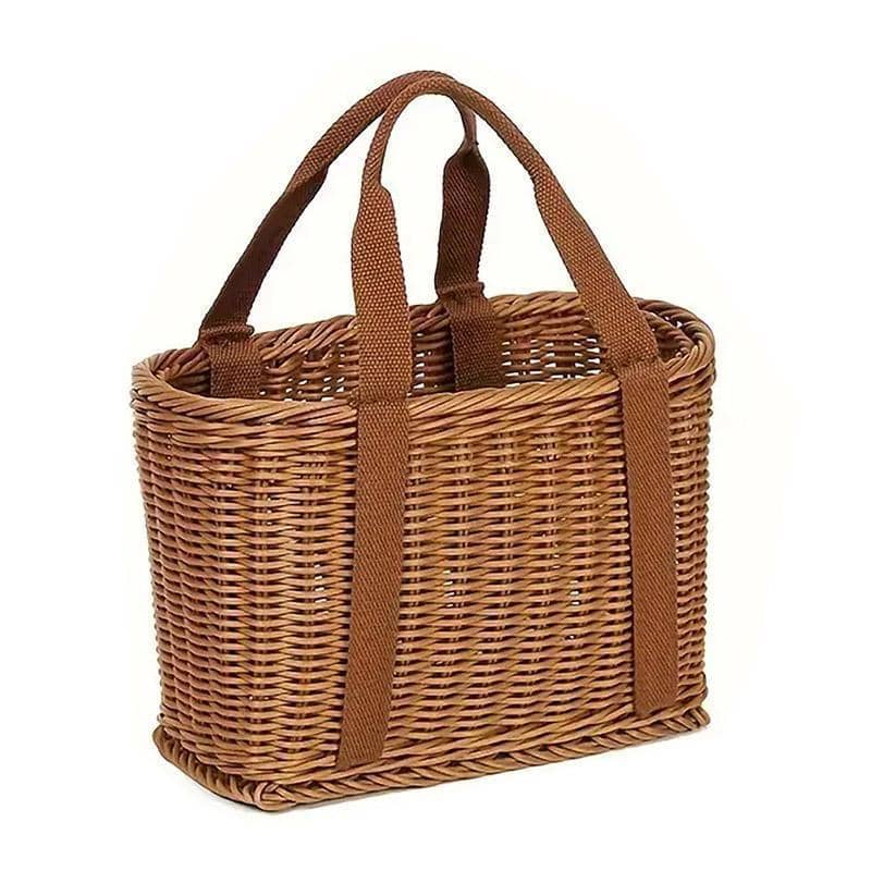 Imitation Rattan Woven Basket with Handles - Small (29 x 15 x 20 cm)